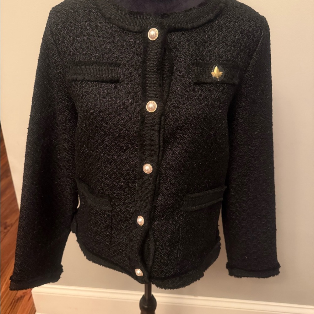 Elegant Black Women's Tweed Jacket